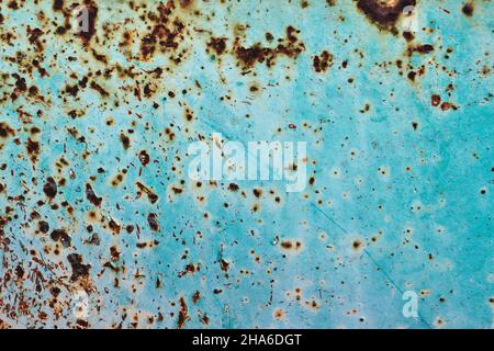 Blue painted corroded metal sheet, grunge background or texture Stock Photo