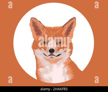 Cute red fox portrait. Fox with large fluffy ears Stock Vector
