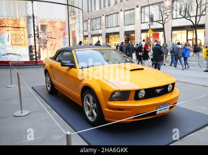 New York, USA. 10th Dec 2021. A 2007 Ford Mustang GT Convertable along with Vintage and storied guitars, iconic fashions, unique synthesizers, production equipment and rare cars from The Nile Rodgers Collection are on display at a press preview at Christie's on Friday, December 10, 2021 in New York City. Credit: UPI/Alamy Live News Stock Photo