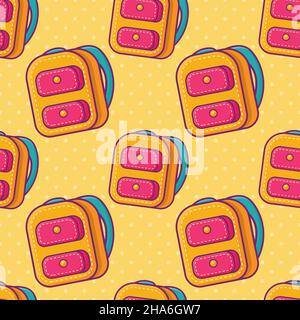 school bag seamless pattern vector illustration in flat style Stock Vector