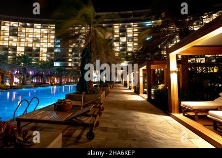 Cam Ranh, Khanh Hoa Province, Vietnam - December 3, 2021: Night at the five-star Radisson Blu Resort Cam Ranh in Cam Ranh, Khanh Hoa province, Vietnam Stock Photo