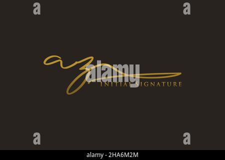AZ Letter Signature Logo Template elegant design logo. Hand drawn Calligraphy lettering Vector illustration. Stock Vector