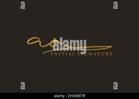AO Letter Signature Logo Template elegant design logo. Hand drawn Calligraphy lettering Vector illustration. Stock Vector