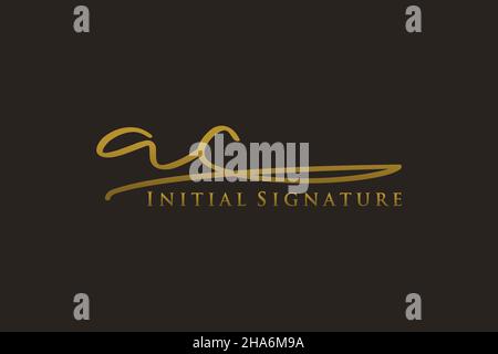 AC Letter Signature Logo Template elegant design logo. Hand drawn Calligraphy lettering Vector illustration. Stock Vector
