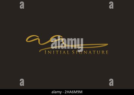 AA Letter Signature Logo Template elegant design logo. Hand drawn Calligraphy lettering Vector illustration. Stock Vector