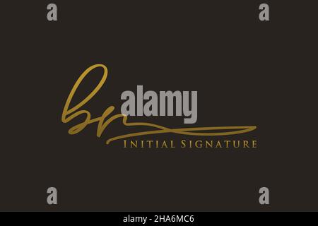 BR Letter Signature Logo Template elegant design logo. Hand drawn Calligraphy lettering Vector illustration. Stock Vector