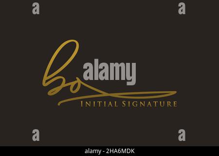 BO Letter Signature Logo Template elegant design logo. Hand drawn Calligraphy lettering Vector illustration. Stock Vector