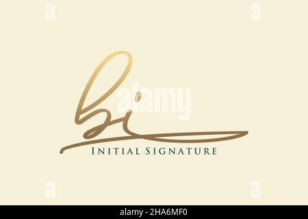 BI Letter Signature Logo Template elegant design logo. Hand drawn Calligraphy lettering Vector illustration. Stock Vector