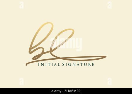 BL Letter Signature Logo Template elegant design logo. Hand drawn Calligraphy lettering Vector illustration. Stock Vector