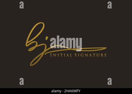 BJ Letter Signature Logo Template elegant design logo. Hand drawn Calligraphy lettering Vector illustration. Stock Vector