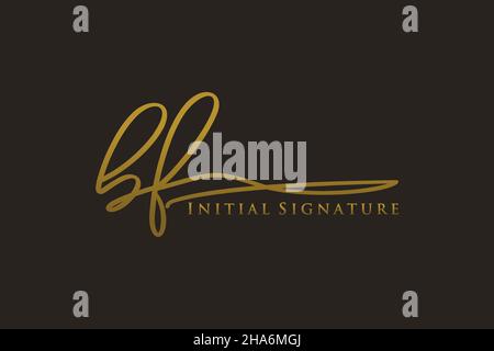 BF Letter Signature Logo Template elegant design logo. Hand drawn Calligraphy lettering Vector illustration. Stock Vector