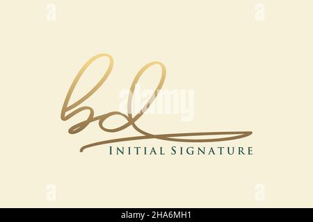 BD Letter Signature Logo Template elegant design logo. Hand drawn Calligraphy lettering Vector illustration. Stock Vector