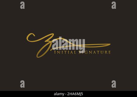 CZ Letter Signature Logo Template elegant design logo. Hand drawn Calligraphy lettering Vector illustration. Stock Vector