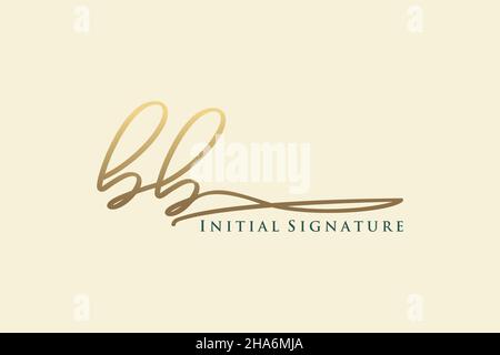 BB Letter Signature Logo Template elegant design logo. Hand drawn Calligraphy lettering Vector illustration. Stock Vector