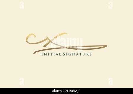 CX Letter Signature Logo Template elegant design logo. Hand drawn Calligraphy lettering Vector illustration. Stock Vector
