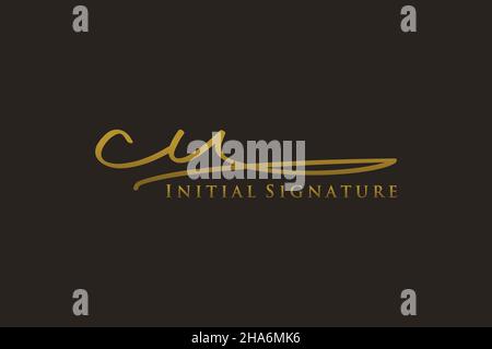 CU Letter Signature Logo Template elegant design logo. Hand drawn Calligraphy lettering Vector illustration. Stock Vector