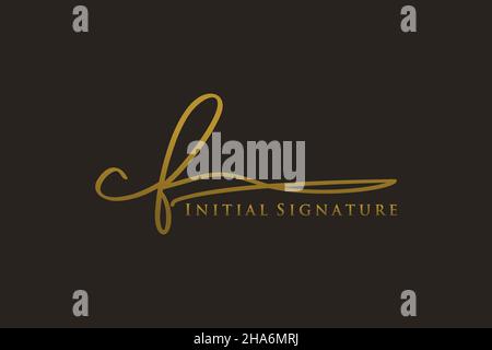 CF Letter Signature Logo Template elegant design logo. Hand drawn Calligraphy lettering Vector illustration. Stock Vector