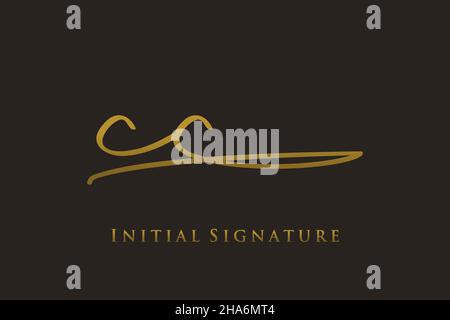 CC Letter Signature Logo Template elegant design logo. Hand drawn Calligraphy lettering Vector illustration. Stock Vector
