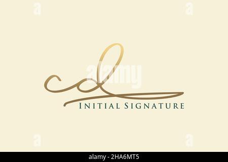 CD Letter Signature Logo Template elegant design logo. Hand drawn Calligraphy lettering Vector illustration. Stock Vector