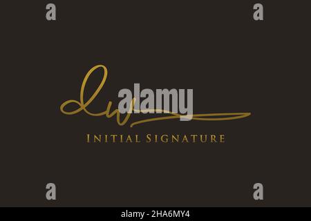 DW Letter Signature Logo Template elegant design logo. Hand drawn Calligraphy lettering Vector illustration. Stock Vector