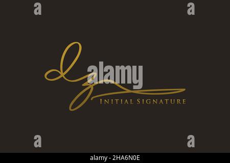 DZ Letter Signature Logo Template elegant design logo. Hand drawn Calligraphy lettering Vector illustration. Stock Vector
