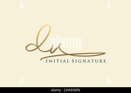 DV Letter Signature Logo Template elegant design logo. Hand drawn Calligraphy lettering Vector illustration. Stock Vector