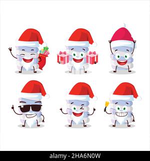 Santa Claus emoticons with blue marshmallow twist cartoon character. Vector illustration Stock Vector