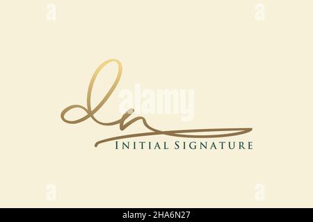 DN Letter Signature Logo Template elegant design logo. Hand drawn Calligraphy lettering Vector illustration. Stock Vector