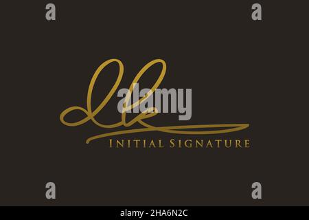 DK Letter Signature Logo Template elegant design logo. Hand drawn Calligraphy lettering Vector illustration. Stock Vector