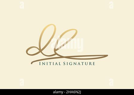 DL Letter Signature Logo Template elegant design logo. Hand drawn Calligraphy lettering Vector illustration. Stock Vector