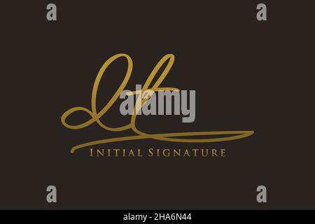 DT Letter Signature Logo Template elegant design logo. Hand drawn Calligraphy lettering Vector illustration. Stock Vector