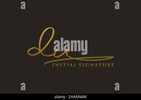 DU Letter Signature Logo Template elegant design logo. Hand drawn Calligraphy lettering Vector illustration. Stock Vector