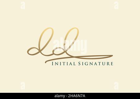 DD Letter Signature Logo Template elegant design logo. Hand drawn Calligraphy lettering Vector illustration. Stock Vector