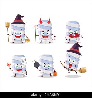 Halloween expression emoticons with cartoon character of blue marshmallow twist. Vector illustration Stock Vector