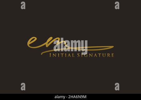 EM Letter Signature Logo Template elegant design logo. Hand drawn Calligraphy lettering Vector illustration. Stock Vector