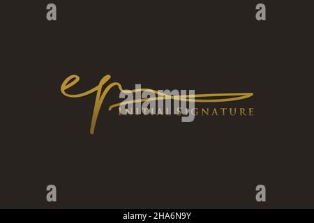 EP Letter Signature Logo Template elegant design logo. Hand drawn Calligraphy lettering Vector illustration. Stock Vector