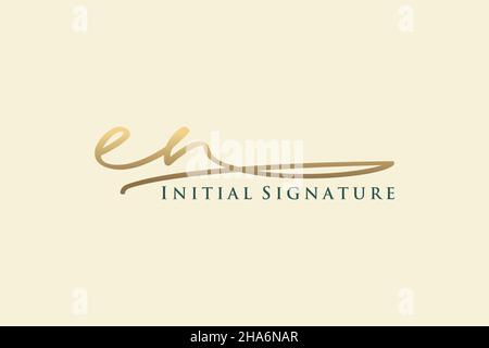 EN Letter Signature Logo Template elegant design logo. Hand drawn Calligraphy lettering Vector illustration. Stock Vector