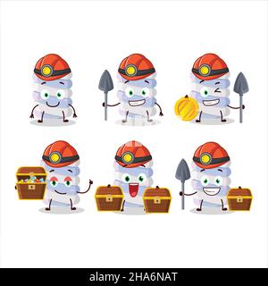 miners blue marshmallow twist cute mascot character wearing helmet. Vector illustration Stock Vector