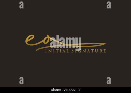 EO Letter Signature Logo Template elegant design logo. Hand drawn Calligraphy lettering Vector illustration. Stock Vector