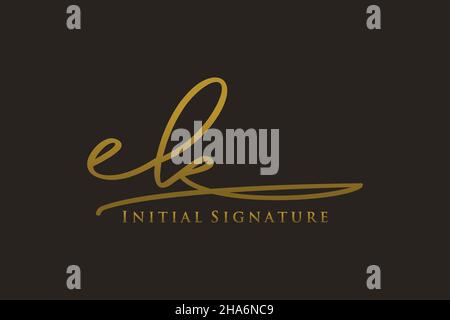 EK Letter Signature Logo Template elegant design logo. Hand drawn Calligraphy lettering Vector illustration. Stock Vector