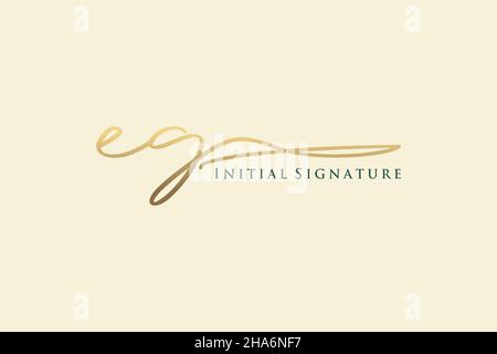 EG Letter Signature Logo Template elegant design logo. Hand drawn Calligraphy lettering Vector illustration. Stock Vector