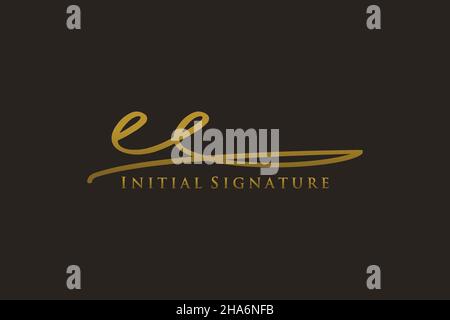 EE Letter Signature Logo Template elegant design logo. Hand drawn Calligraphy lettering Vector illustration. Stock Vector