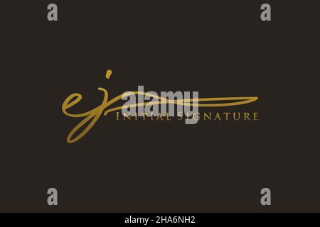 EJ Letter Signature Logo Template elegant design logo. Hand drawn Calligraphy lettering Vector illustration. Stock Vector