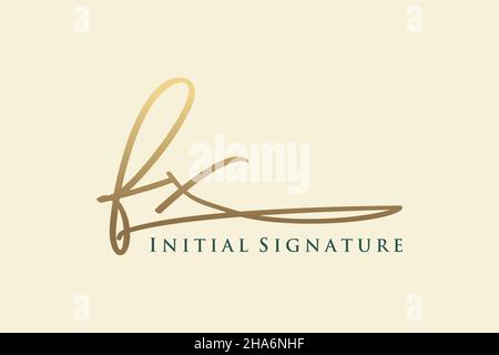FX Initial Letter Gold calligraphic feminine floral hand drawn