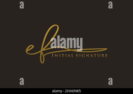 EF Letter Signature Logo Template elegant design logo. Hand drawn Calligraphy lettering Vector illustration. Stock Vector