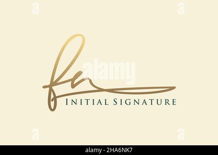 FN Letter Signature Logo Template elegant design logo. Hand drawn Calligraphy lettering Vector illustration. Stock Vector