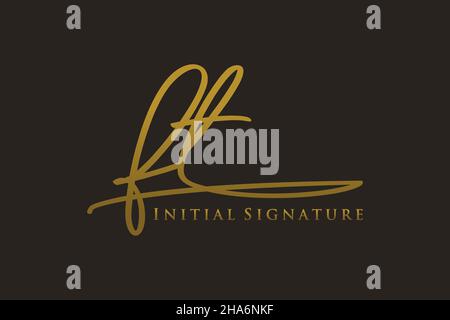 FT Letter Signature Logo Template elegant design logo. Hand drawn Calligraphy lettering Vector illustration. Stock Vector