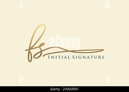 FS Letter Signature Logo Template elegant design logo. Hand drawn Calligraphy lettering Vector illustration. Stock Vector