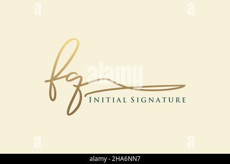 FQ Letter Signature Logo Template elegant design logo. Hand drawn Calligraphy lettering Vector illustration. Stock Vector