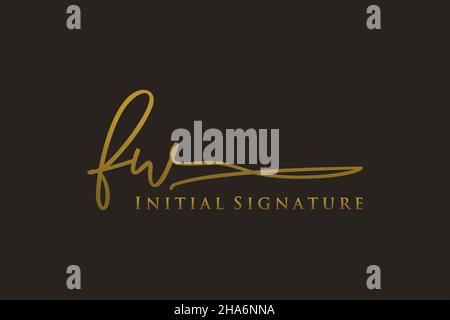 FW Letter Signature Logo Template elegant design logo. Hand drawn Calligraphy lettering Vector illustration. Stock Vector